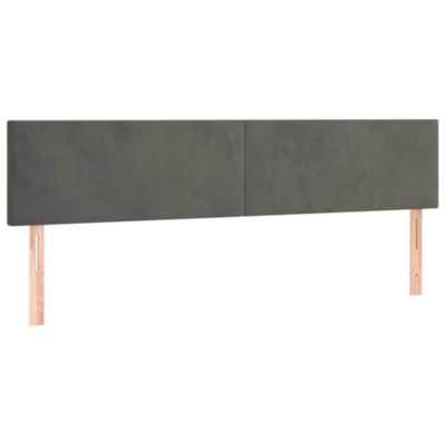 vidaXL 2 x Têtes de Lit Meubles de Chambre à Coucher Accessoires de Lit Simple Têtes de Cadre de Lit Intérieur Gris Foncé 345839