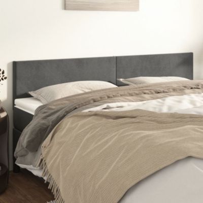 vidaXL 2 x Têtes de Lit Meubles de Chambre à Coucher Accessoires de Lit Simple Têtes de Cadre de Lit Intérieur Gris Foncé 345839
