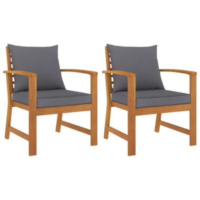 vidaXL 2x Bois d'Acacia Chaises de Jardin avec Coussin Fauteuils de Patio Chaises de Terrasse Fauteuils de Balcon Extérieur 311832