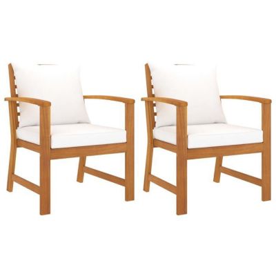 vidaXL 2x Bois d'Acacia Massif Chaises de Jardin avec Coussin Fauteuils de Patio Chaises de Terrasse Fauteuils de Balcon 311831
