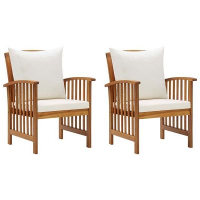 vidaXL 2x Bois d'Acacia Massif Chaises de Jardin avec Coussins Fauteuils de Patio Chaises de Terrasse Fauteuils de Jardin 310257