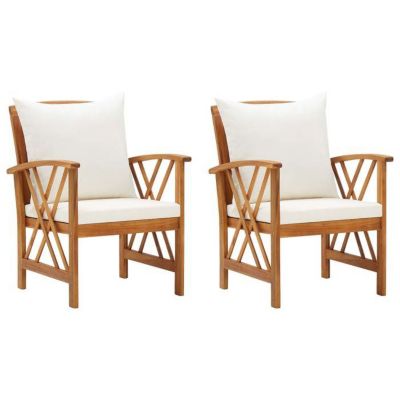 vidaXL 2x Bois d'Acacia Massif Chaises de Jardin avec Coussins Fauteuils de Patio Fauteuils de Jardin Chaises de Terrasse 310267