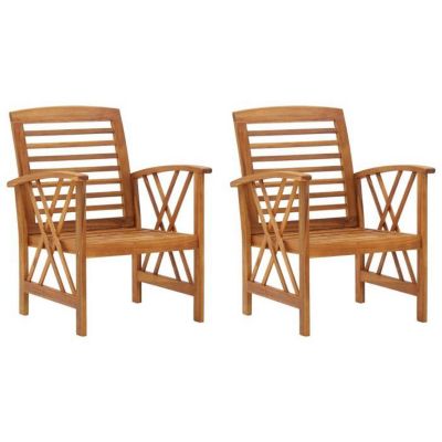 vidaXL 2x Bois d'Acacia Massif Chaises de Jardin Fauteuils de Patio Chaises de Terrasse Fauteuils de Jardin Chaises d' 310266