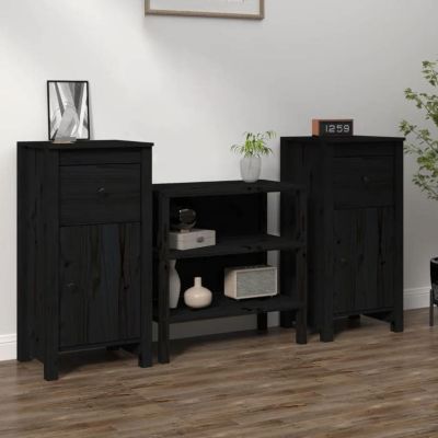 vidaXL 2x Buffets Armoires Latérales Organisateurs de Maison Meubles de Rangement Salon Intérieur Noir 40x35x80 cm Bois 813763