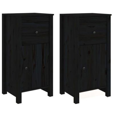 vidaXL 2x Buffets Armoires Latérales Organisateurs de Maison Meubles de Rangement Salon Intérieur Noir 40x35x80 cm Bois 813763