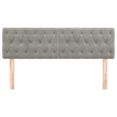 Têtes De Lit Double Gris Clair En Tissu - 2 Pièces, Réglables En Hauteur, 80x5x78/88 Cm - 2
