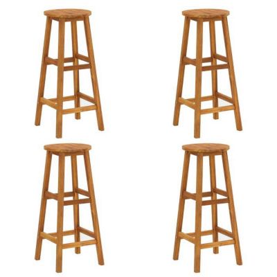 vidaXL 4x Tabourets de Bar Chaises de Bistrot Tabourets de Pub Tabourets de Patio Chaises de Jardin Terrasse Extérieur Bois 310285