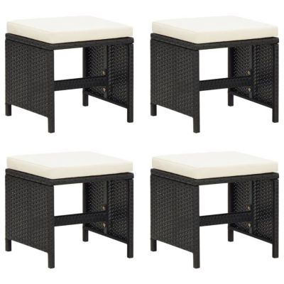 vidaXL 4x Tabourets de Jardin avec Coussins Repose-pieds de Patio Tabourets de Terrasse Repose-pieds d'Extérieur Résine 316748