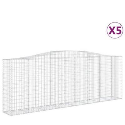 vidaXL 5x Paniers à Gabions Arqués Cages à Gabions Arquées Murs de Gabion Barrières de Jardin Terrasse Extérieur 3145985