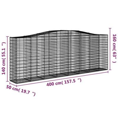vidaXL 5x Paniers à Gabions Arqués Cages à Gabions Arquées Murs de Gabion Barrières de Jardin Terrasse Extérieur 3145985