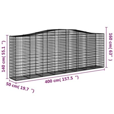 vidaXL 5x Paniers à Gabions Arqués Cages à Gabions Arquées Murs de Gabion Barrières de Jardin Terrasse Extérieur 3145985
