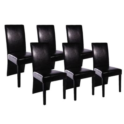 Lot De 6 Chaises Cuisine En Bois Et Simili Cuir Marron - VidaXL, Design Confortable