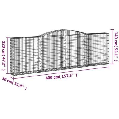 vidaXL 7x Paniers à Gabions Arqués Cages à Gabions Arquées Murs de Gabion Barrières de Jardin Terrasse Extérieur 3146884