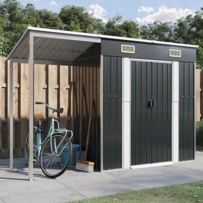 vidaXL Abri de jardin avec toit prolongé anthracite 277x110,5x181 cm 364526