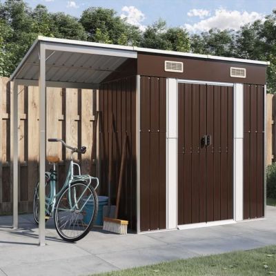 vidaXL Abri de jardin avec toit prolongé marron 277x110,5x181 cm acier 364527