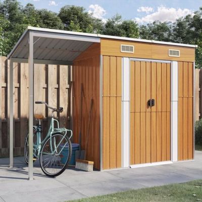 vidaXL Abri de jardin avec toit prolongé marron clair 277x110,5x181 cm 364528