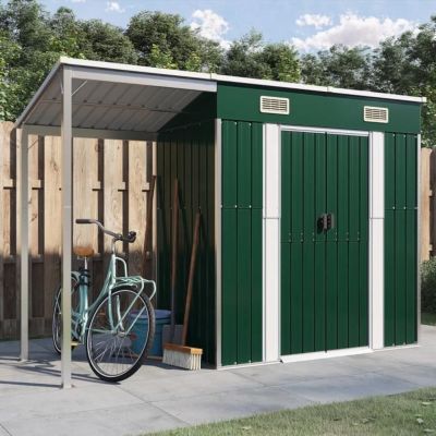 vidaXL Abri de jardin avec toit prolongé vert 277x110,5x181 cm acier 364524