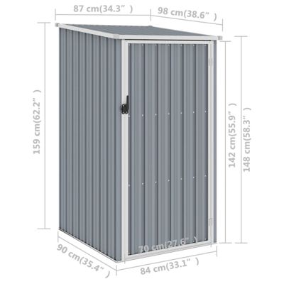 vidaXL Abri de jardin Gris 87x98x159 cm Acier galvanisé 46290