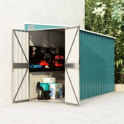 vidaXL Abri de jardin mural Vert 118 x 288 x 178 cm Acier galvanisé