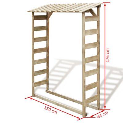 vidaXL Abri de stockage du bois de chauffage 150x44x176 cm Pin imprégné