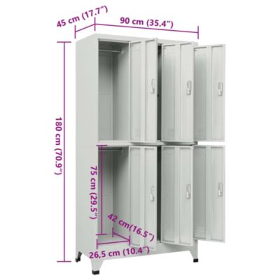 vidaXL Armoire à casiers avec 6 compartiments Acier 90x45x180 cm Gris