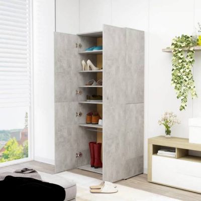 Armoire à Chaussures VidaXL 60x35x70cm - 5 Étages - Rangement Entrée Moderne Gris Béton