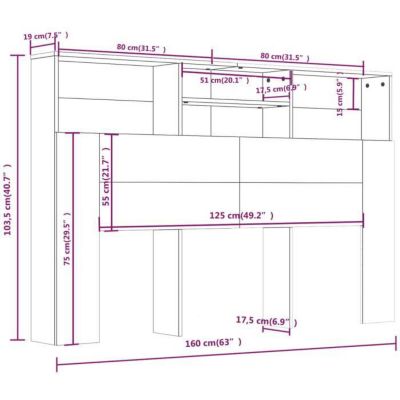 vidaXL Armoire de tête de lit Blanc 160x19x103,5 cm 811871