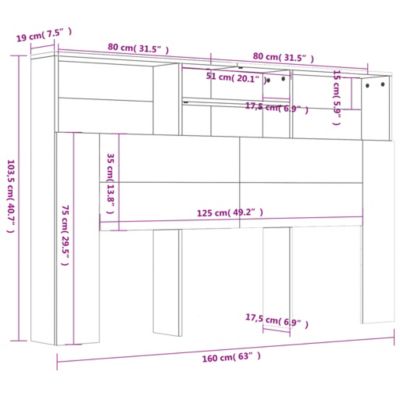 vidaXL Armoire de tête de lit Blanc 160x19x103,5 cm 811871