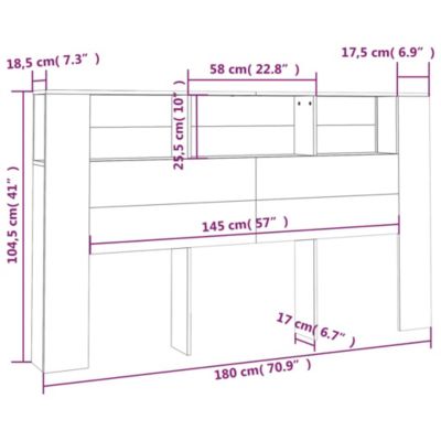 vidaXL Armoire de Tête de Lit Murale Meuble de Chambre à Coucher Tête de Lit avec Rangement Accessoire de Lit Intérieur 811946