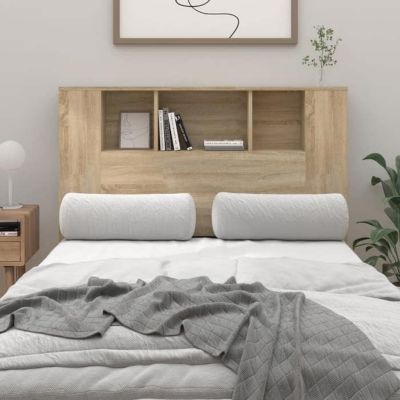 vidaXL Armoire de Tête de Lit, Tête de Lit avec Rangement, Accessoire de Lit, Meuble de Chambre à Coucher Intérieur, Chêne 811919