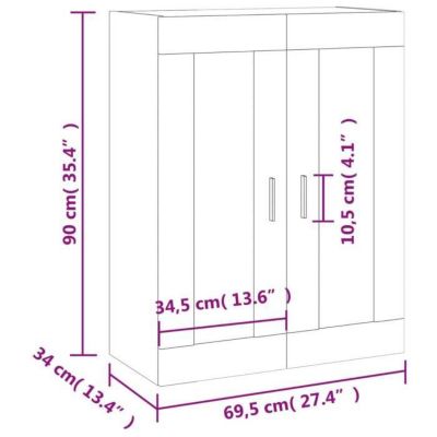 vidaXL Armoire murale chêne marron 69,5x34x90 cm 828499