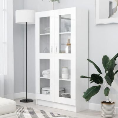 VidaXL Armoire à vitrine Blanc 82,5x30,5x150 cm Bois d'ingénierie 802759