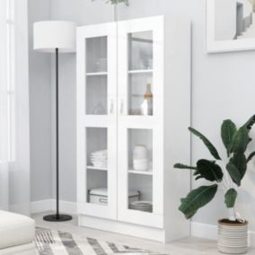 vidaXL Armoire à vitrine Blanc 82,5x30,5x150 cm Bois d'ingénierie 802759