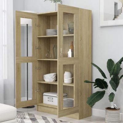 VidaXL Armoire à vitrine Chêne sonoma 82,5x30,5x150 cm Bois ingénierie 802762