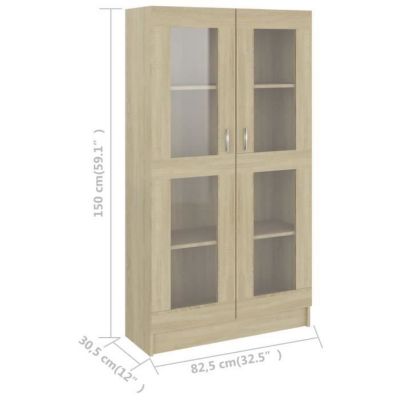 VidaXL Armoire à vitrine Chêne sonoma 82,5x30,5x150 cm Bois ingénierie 802762