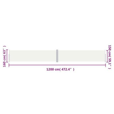 vidaXL Auvent latéral rétractable Crème 160x1200 cm 318067