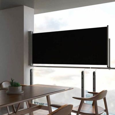 vidaXL Auvent Latéral Rétractable de Patio 100x300 cm Noir Pare-vue Brise-vent 45184