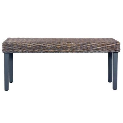 vidaXL Banc 110 cm Gris Rotin naturel kubu et bois de manguier massif