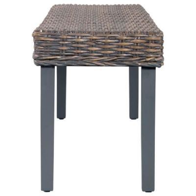 vidaXL Banc 110 cm Gris Rotin naturel kubu et bois de manguier massif