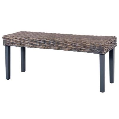 vidaXL Banc 110 cm Gris Rotin naturel kubu et bois de manguier massif