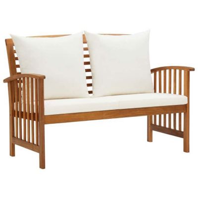 vidaXL Banc de Jardin avec Coussins Banc de Patio Banc de Terrasse Meuble de Terrasse Arrière-Cour Extérieur 119 cm Bois 310260