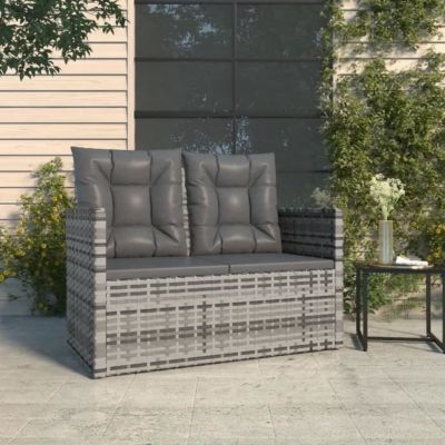 vidaXL Banc de jardin avec coussins Gris 105 cm Résine tressée 362319