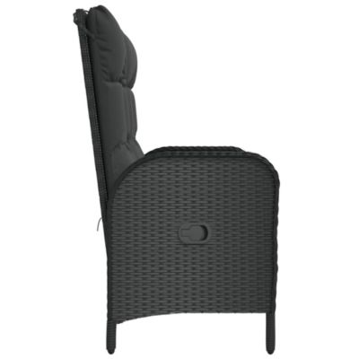 vidaXL Banc de jardin inclinable avec coussins 107 cm Poly rotin Noir 319894