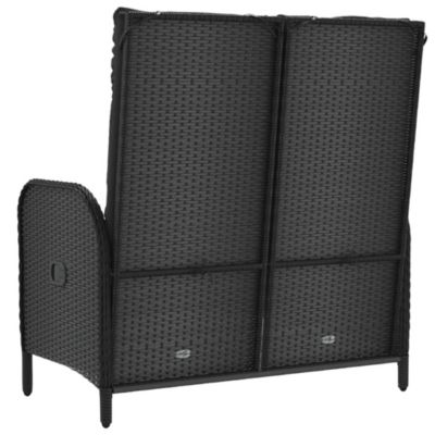 vidaXL Banc de jardin inclinable avec coussins 107 cm Poly rotin Noir 319894