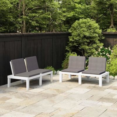 vidaXL Bancs de salon de jardin avec coussins 2 pcs Plastique Blanc
