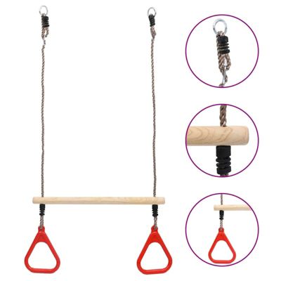VIDAXL - Barre de trapeze avec anneau - pin massif - multicolore - 58 cm