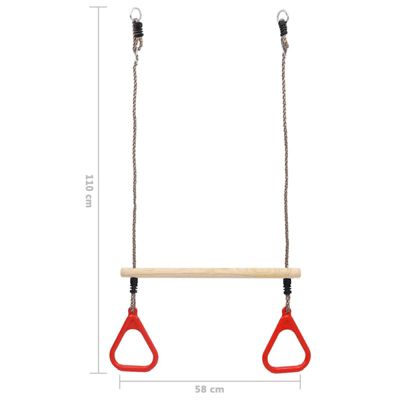 VIDAXL - Barre de trapeze avec anneau - pin massif - multicolore - 58 cm