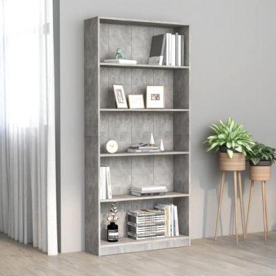 VidaXL Bibliothèque à 5 niveaux Gris béton 80x24x175 cm Aggloméré