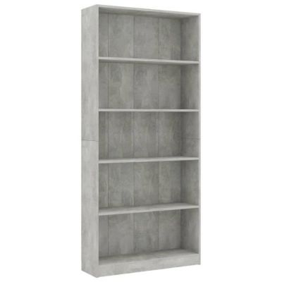 VidaXL Bibliothèque à 5 niveaux Gris béton 80x24x175 cm Aggloméré