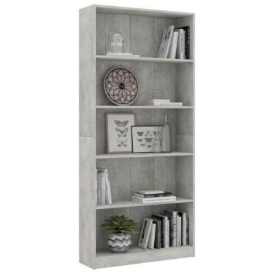 VidaXL Bibliothèque à 5 niveaux Gris béton 80x24x175 cm Aggloméré